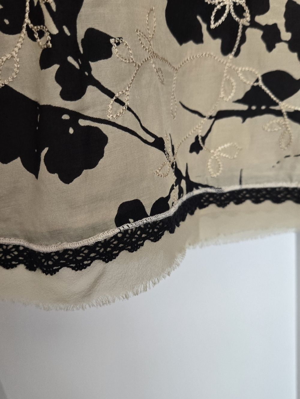 WHBM Beige Floral A-Line Skirt with Black Print - Picture 2 of 5